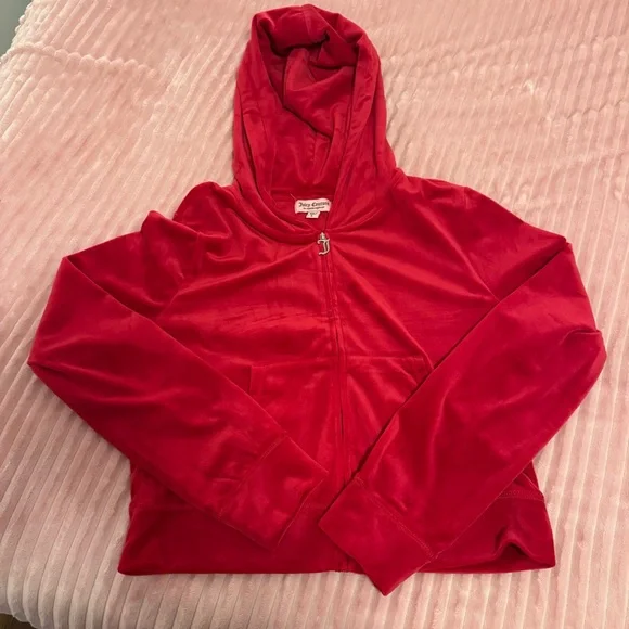 Juicy Couture Red Rhinestone Sweatsuit with Zip-up Hoodie and Pants Size L - Picture 2 of 7